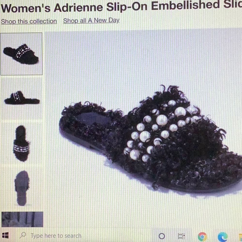 A New Day, Black Slippers, Size 11, New